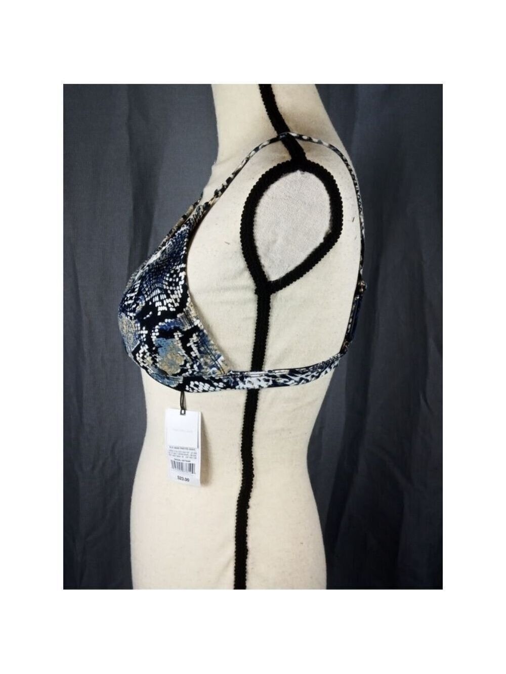 Shade & Shore Bikini Top Size M Blue Snake Print - Picture 2 of 4